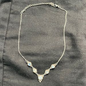 Rainbow moonstone necklace. Sterling silver 18 inch.
